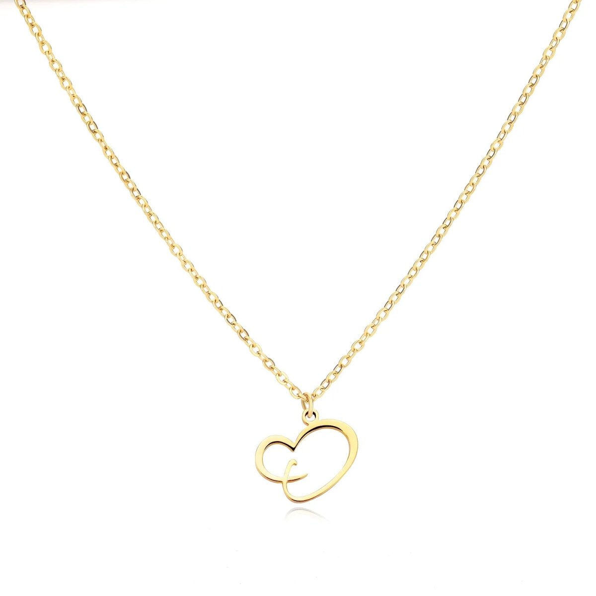 Women’s Gold Necklace Heart Design Stainless Steel Custom Initial