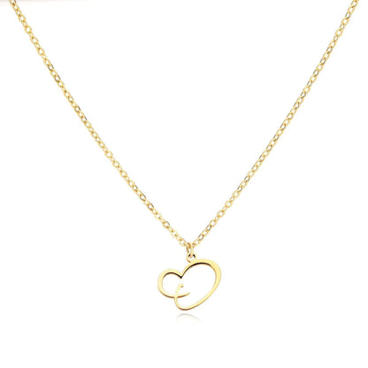 Women’s Gold Necklace Heart Design Stainless Steel Custom Initial