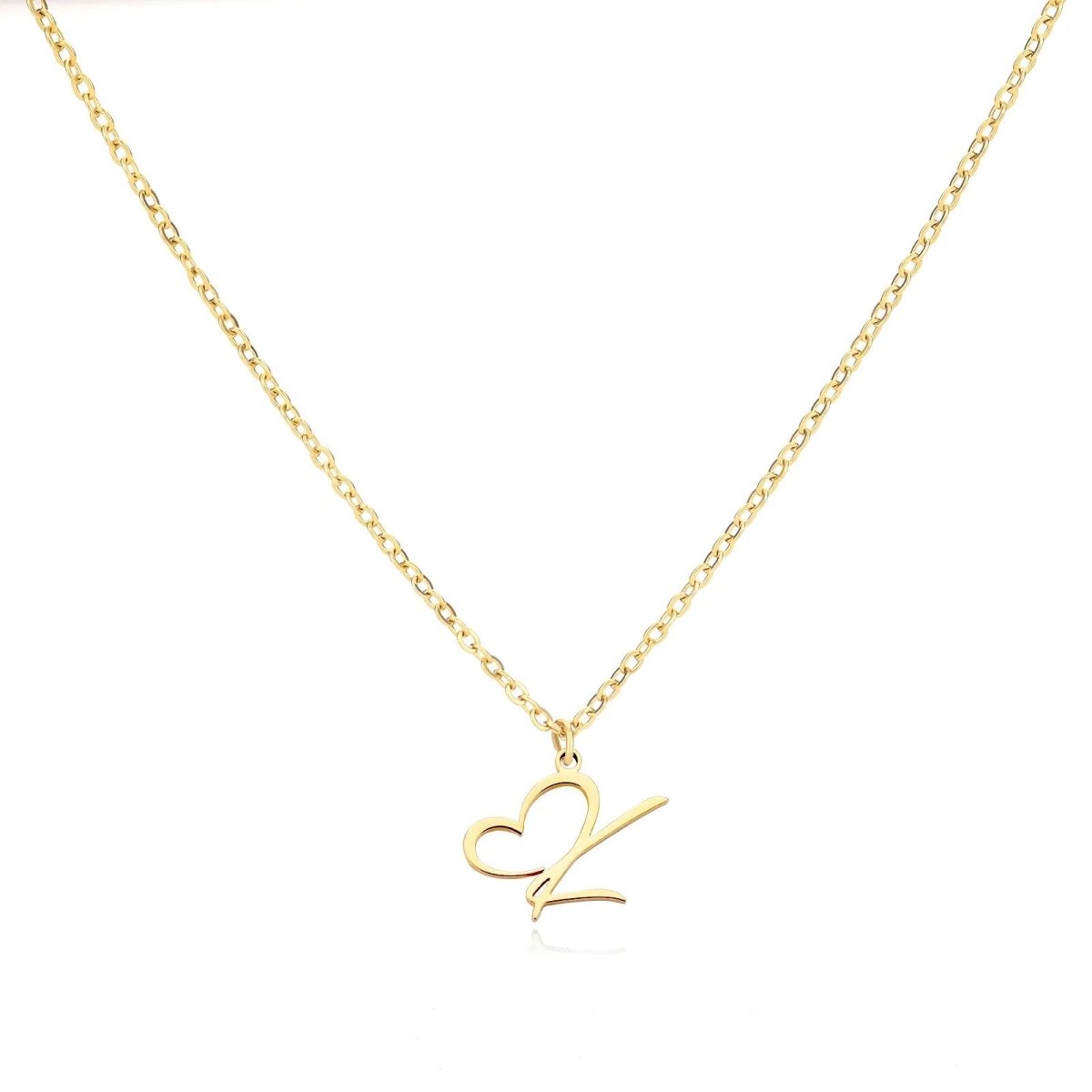 Women’s Gold Necklace Heart Design Stainless Steel Custom Initial