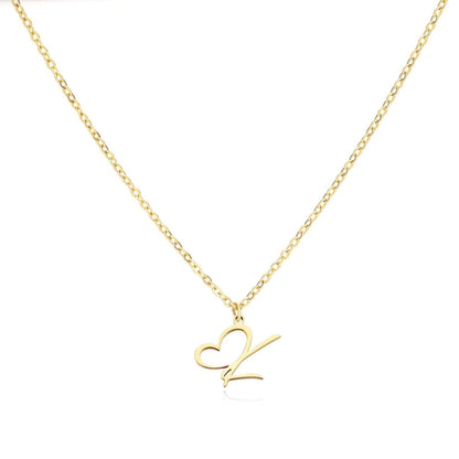 Women’s Gold Necklace Heart Design Stainless Steel Custom Initial