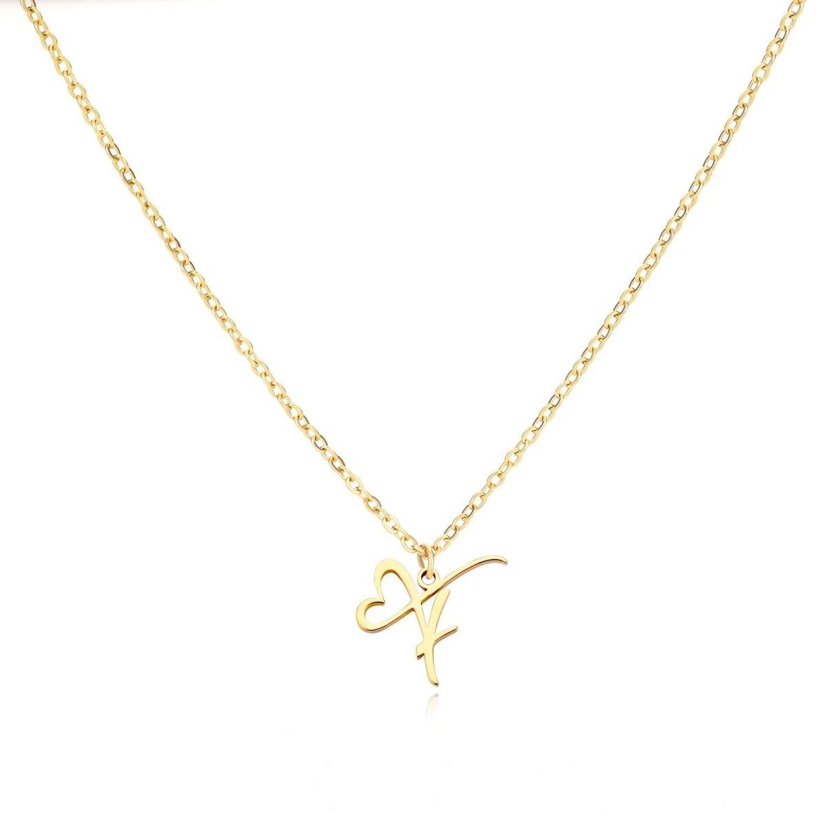 Women’s Gold Necklace Heart Design Stainless Steel Custom Initial