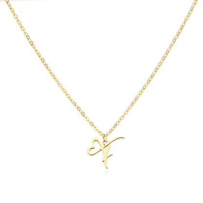 Women’s Gold Necklace Heart Design Stainless Steel Custom Initial