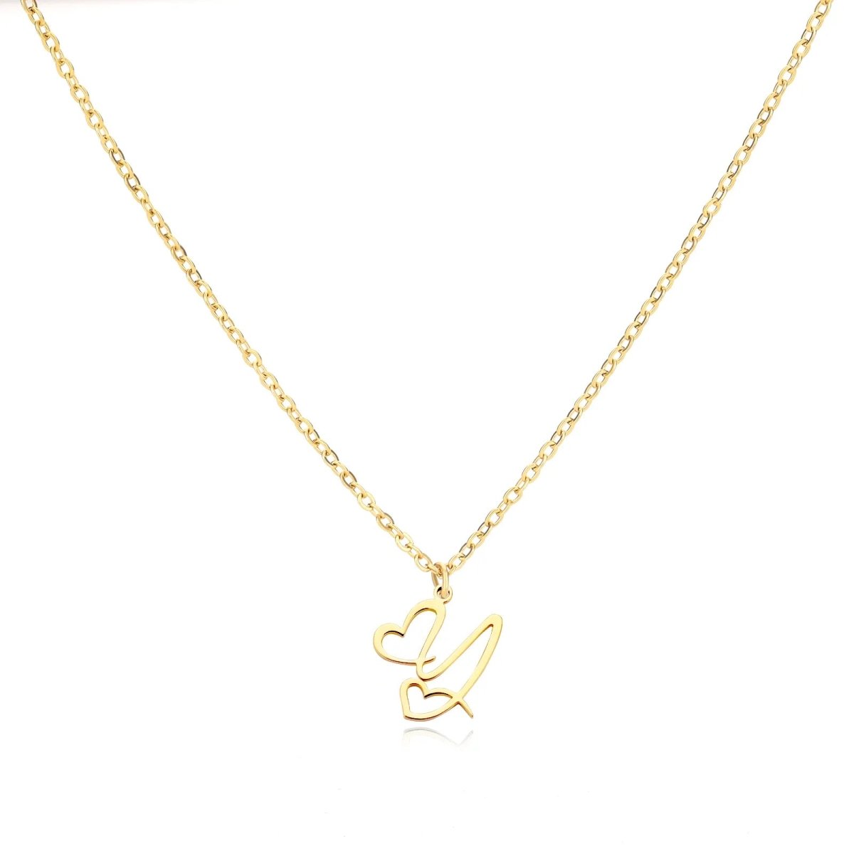Women’s Gold Necklace Heart Design Stainless Steel Custom Initial