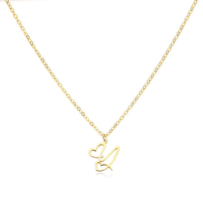 Women’s Gold Necklace Heart Design Stainless Steel Custom Initial