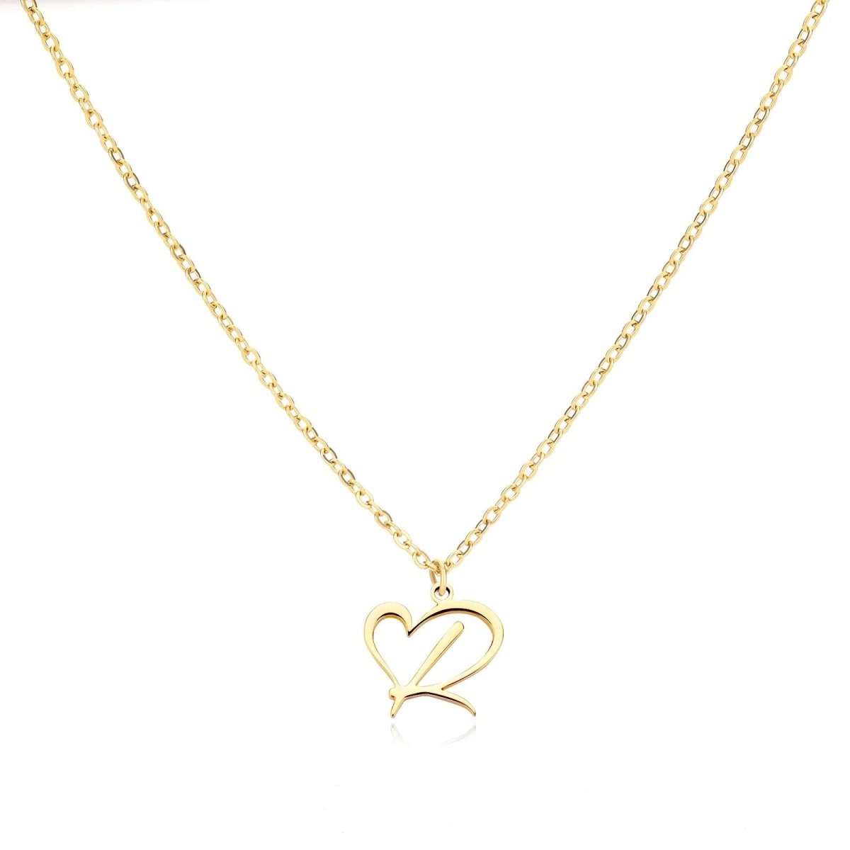 Women’s Gold Necklace Heart Design Stainless Steel Custom Initial