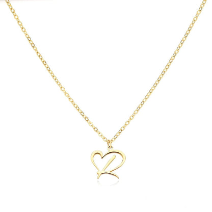 Women’s Gold Necklace Heart Design Stainless Steel Custom Initial