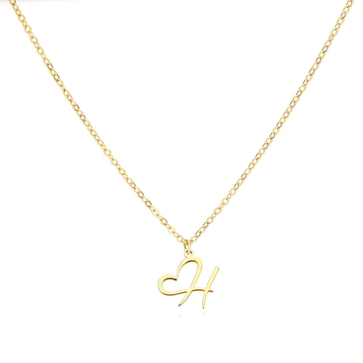 Women’s Gold Necklace Heart Design Stainless Steel Custom Initial