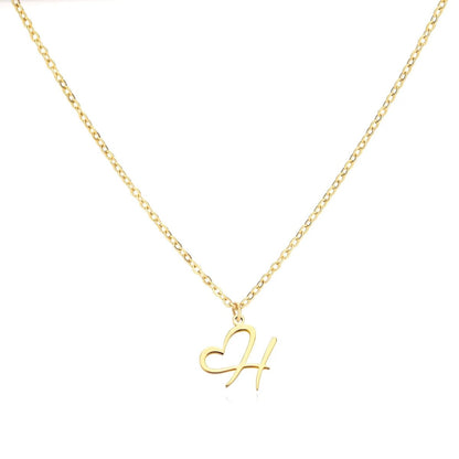 Women’s Gold Necklace Heart Design Stainless Steel Custom Initial
