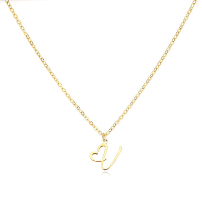 Women’s Gold Necklace Heart Design Stainless Steel Custom Initial