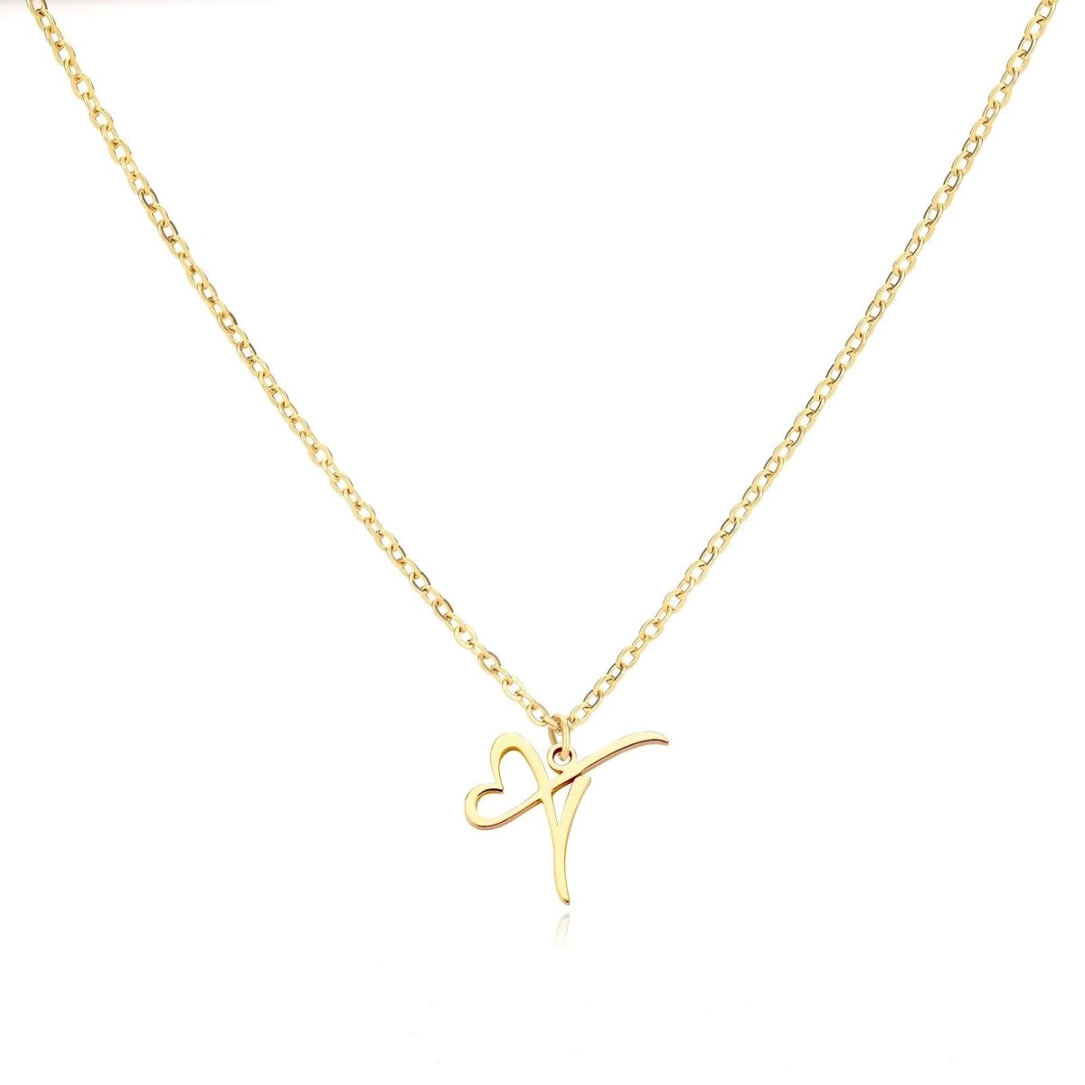 Women’s Gold Necklace Heart Design Stainless Steel Custom Initial