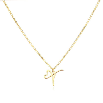 Women’s Gold Necklace Heart Design Stainless Steel Custom Initial