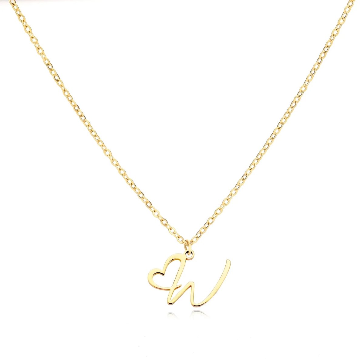 Women’s Gold Necklace Heart Design Stainless Steel Custom Initial