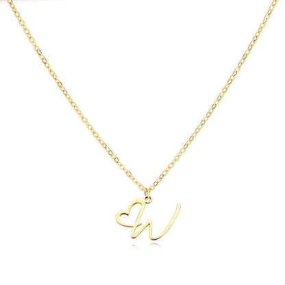 Women’s Gold Necklace Heart Design Stainless Steel Custom Initial