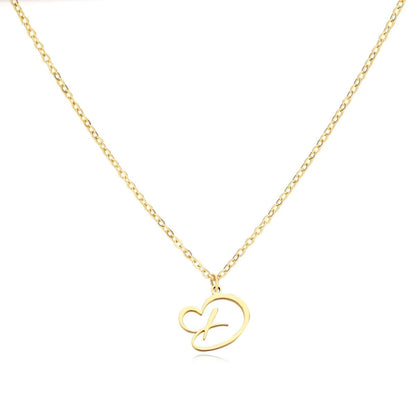 Women’s Gold Necklace Heart Design Stainless Steel Custom Initial