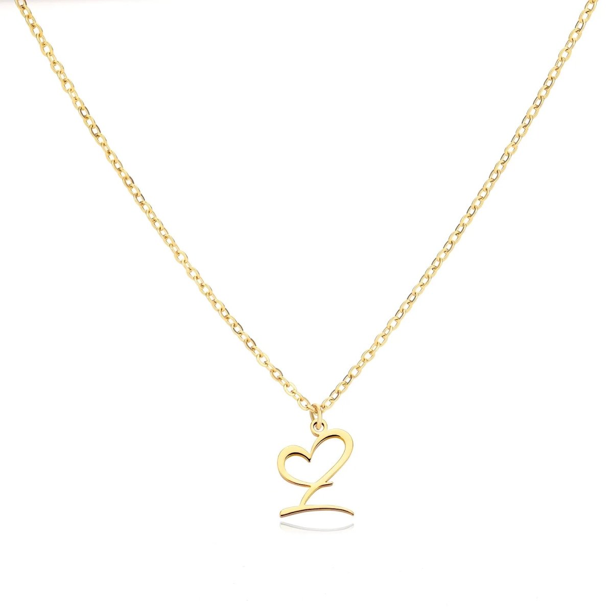 Women’s Gold Necklace Heart Design Stainless Steel Custom Initial