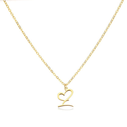 Women’s Gold Necklace Heart Design Stainless Steel Custom Initial