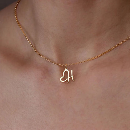Women’s Gold Necklace Heart Design Stainless Steel Custom Initial