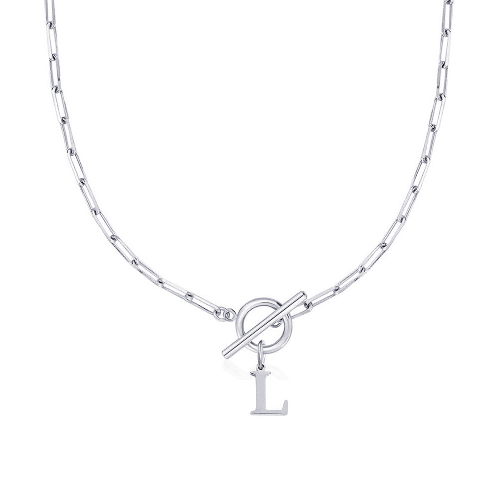Women’s Gold Necklace Stainless Steel Custom Initial Paperclip Design