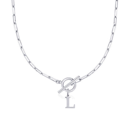 Women’s Gold Necklace Stainless Steel Custom Initial Paperclip Design