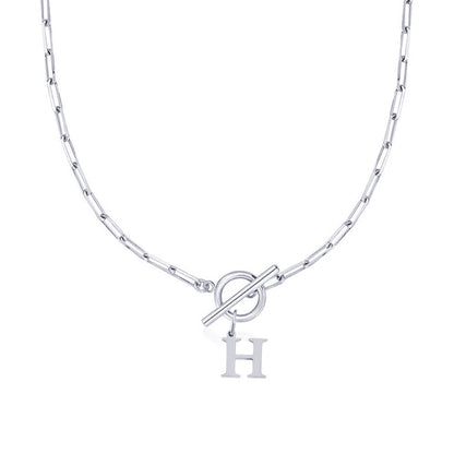 Women’s Gold Necklace Stainless Steel Custom Initial Paperclip Design