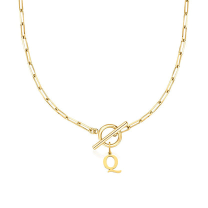 Women’s Gold Necklace Stainless Steel Custom Initial Paperclip Design