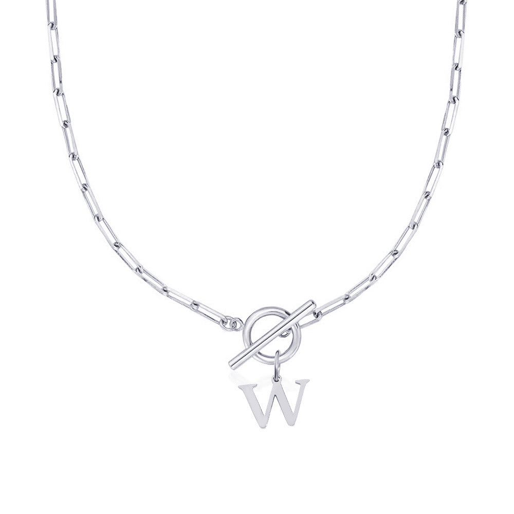 Women’s Gold Necklace Stainless Steel Custom Initial Paperclip Design