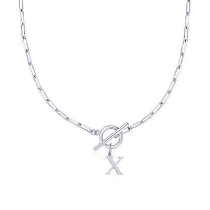 Women’s Gold Necklace Stainless Steel Custom Initial Paperclip Design