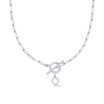 Women’s Gold Necklace Stainless Steel Custom Initial Paperclip Design