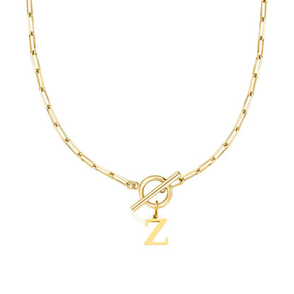 Women’s Gold Necklace Stainless Steel Custom Initial Paperclip Design