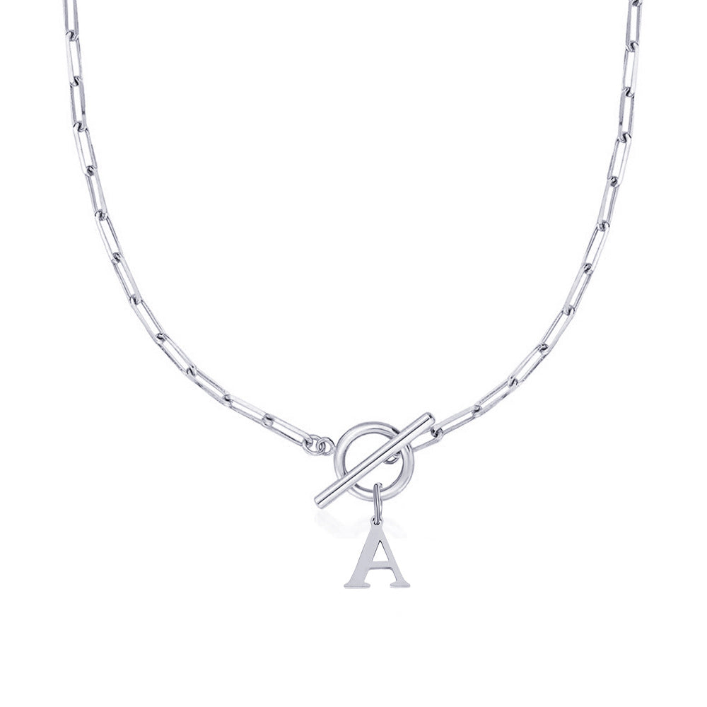 Women’s Gold Necklace Stainless Steel Custom Initial Paperclip Design