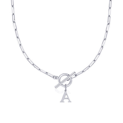 Women’s Gold Necklace Stainless Steel Custom Initial Paperclip Design