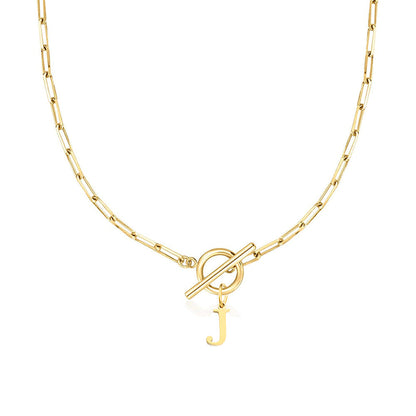 Women’s Gold Necklace Stainless Steel Custom Initial Paperclip Design