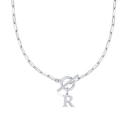 Women’s Gold Necklace Stainless Steel Custom Initial Paperclip Design