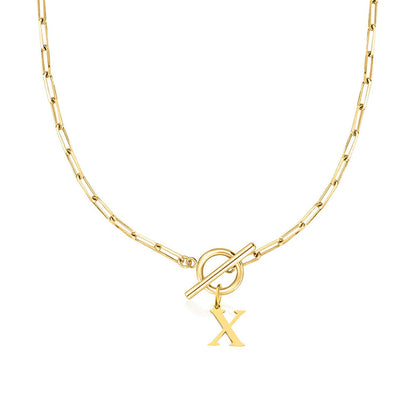 Women’s Gold Necklace Stainless Steel Custom Initial Paperclip Design