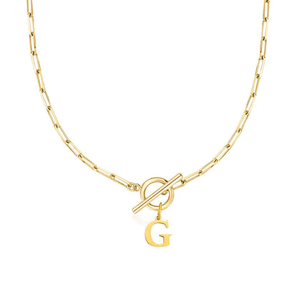 Women’s Gold Necklace Stainless Steel Custom Initial Paperclip Design