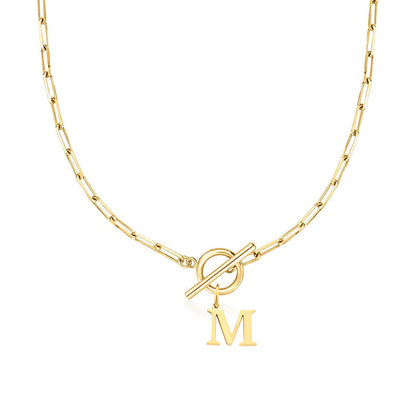 Women’s Gold Necklace Stainless Steel Custom Initial Paperclip Design