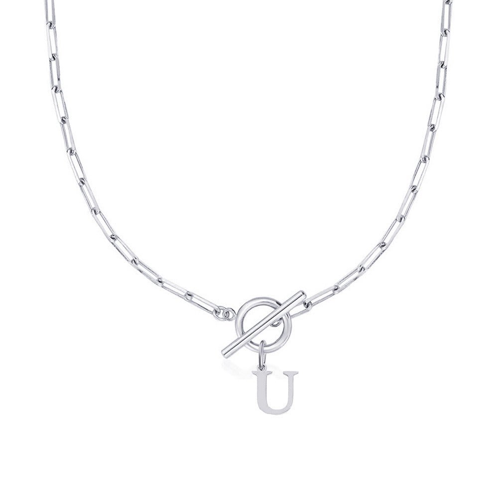 Women’s Gold Necklace Stainless Steel Custom Initial Paperclip Design