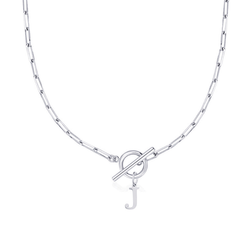 Women’s Gold Necklace Stainless Steel Custom Initial Paperclip Design