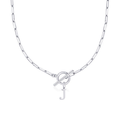 Women’s Gold Necklace Stainless Steel Custom Initial Paperclip Design