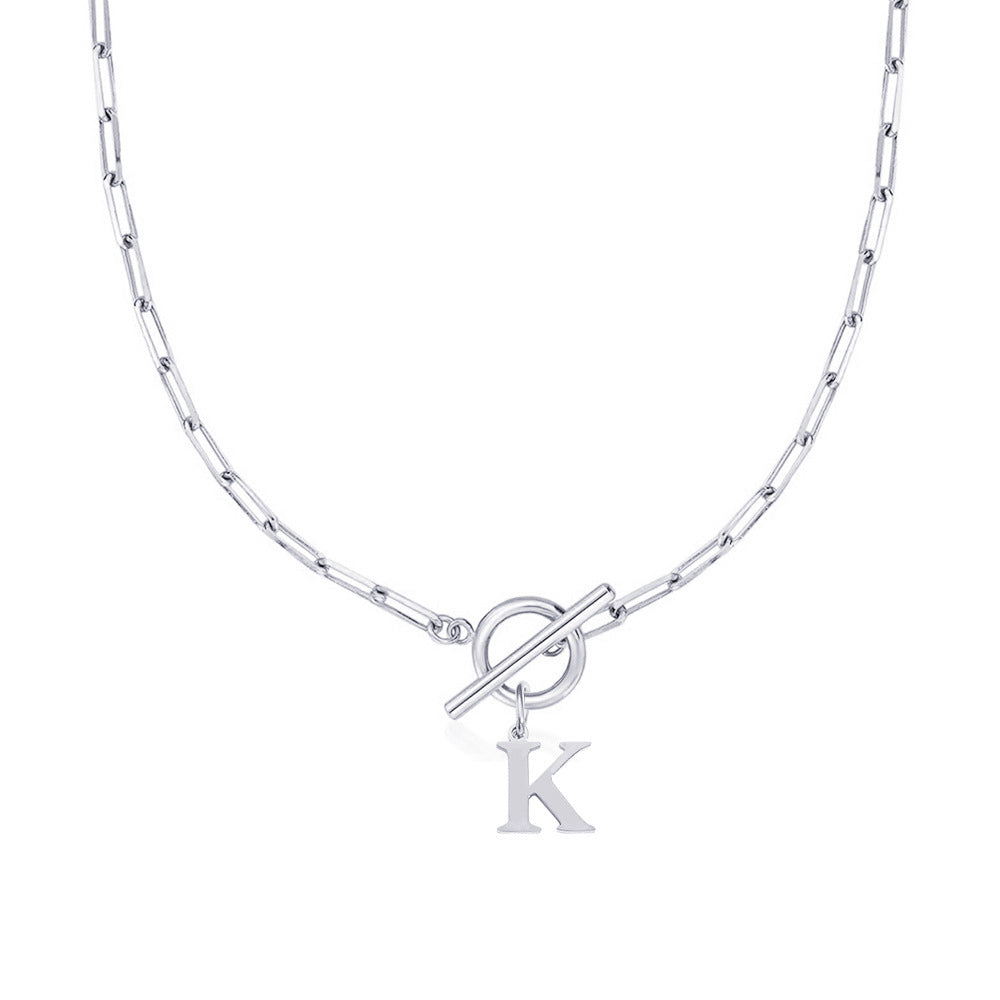 Women’s Gold Necklace Stainless Steel Custom Initial Paperclip Design