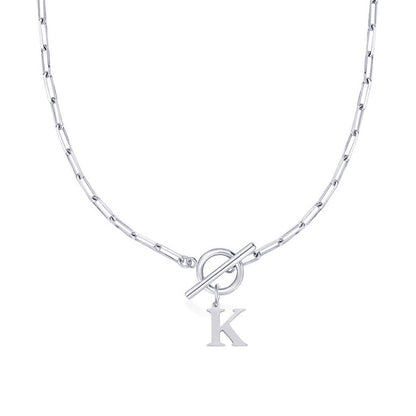 Women’s Gold Necklace Stainless Steel Custom Initial Paperclip Design
