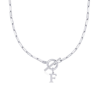 Women’s Gold Necklace Stainless Steel Custom Initial Paperclip Design