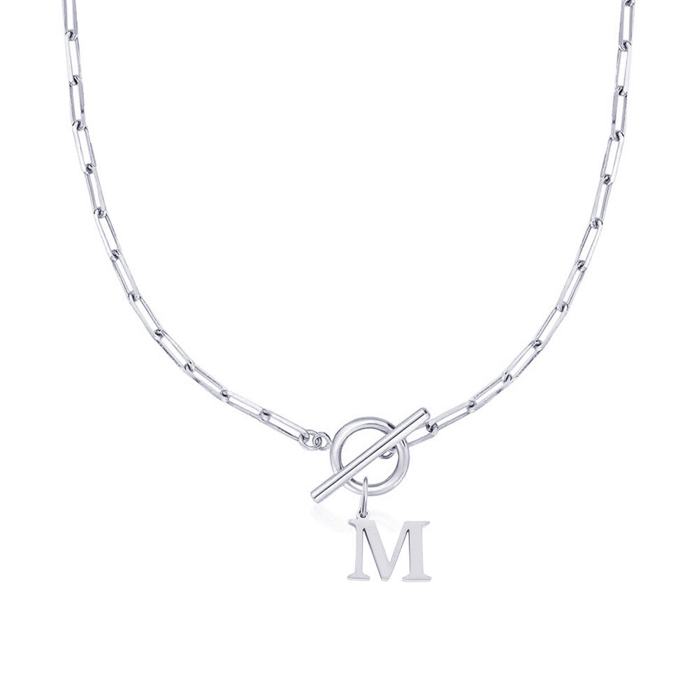 Women’s Gold Necklace Stainless Steel Custom Initial Paperclip Design
