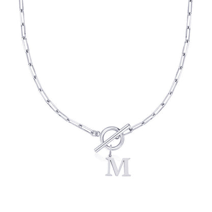 Women’s Gold Necklace Stainless Steel Custom Initial Paperclip Design