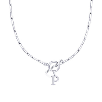 Women’s Gold Necklace Stainless Steel Custom Initial Paperclip Design