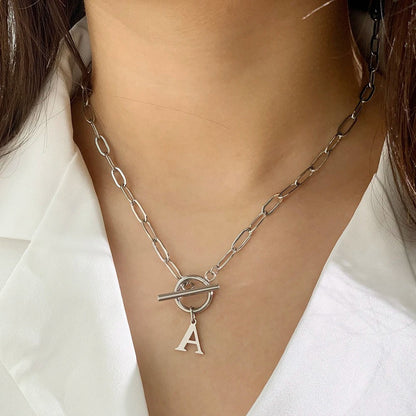 Women’s Gold Necklace Stainless Steel Custom Initial Paperclip Design