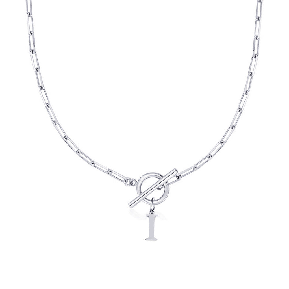 Women’s Gold Necklace Stainless Steel Custom Initial Paperclip Design