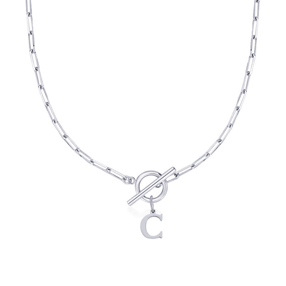 Women’s Gold Necklace Stainless Steel Custom Initial Paperclip Design