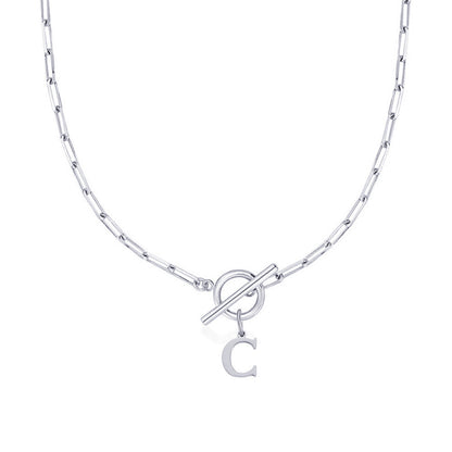 Women’s Gold Necklace Stainless Steel Custom Initial Paperclip Design