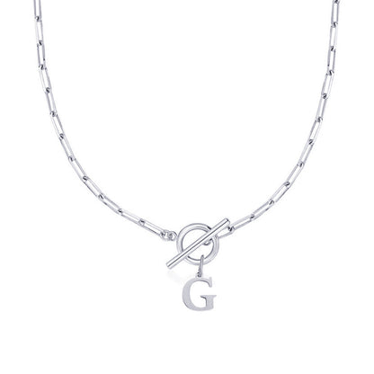 Women’s Gold Necklace Stainless Steel Custom Initial Paperclip Design